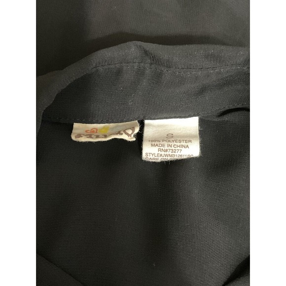 Womens Sheer Button Down Shirt Size Small Black Goth Grunge 90s Witch Pockets - Picture 4 of 5